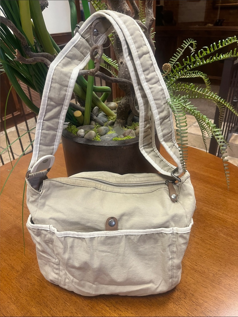 American Eagle Outfitters Beige Canvas Crossbody Bag
